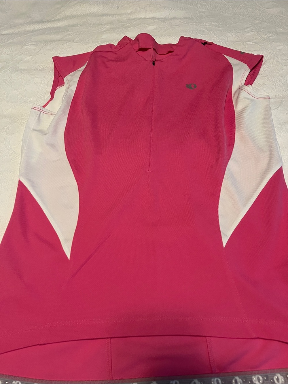 Pearl Izumi sleeveless polyester cycling jersey pink and white size large